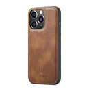 DG.MING Three Fold Wallet Style Leather Phone Case For iPhone 13 Pro(Brown)
