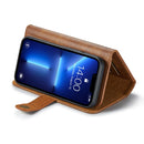 DG.MING Three Fold Wallet Style Leather Phone Case For iPhone 13 Pro(Brown)