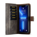 DG.MING Three Fold Wallet Style Leather Phone Case For iPhone 13 Pro(Grey)