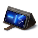 DG.MING Three Fold Wallet Style Leather Phone Case For iPhone 13 Pro(Grey)