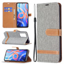 For Xiaomi Redmi Note 11 5G/Note 11T 5G/Poco M4 Pro 5G Color Matching Denim Texture Leather Phone Case with Holder & Card Slots & Wallet & Lanyard(Grey)