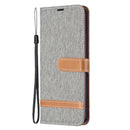 For Xiaomi Redmi Note 11 5G/Note 11T 5G/Poco M4 Pro 5G Color Matching Denim Texture Leather Phone Case with Holder & Card Slots & Wallet & Lanyard(Grey)