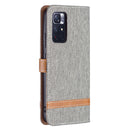 For Xiaomi Redmi Note 11 5G/Note 11T 5G/Poco M4 Pro 5G Color Matching Denim Texture Leather Phone Case with Holder & Card Slots & Wallet & Lanyard(Grey)