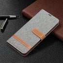 For Xiaomi Redmi Note 11 5G/Note 11T 5G/Poco M4 Pro 5G Color Matching Denim Texture Leather Phone Case with Holder & Card Slots & Wallet & Lanyard(Grey)