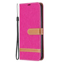 For Xiaomi Redmi Note 11 5G/Note 11T 5G/Poco M4 Pro 5G Color Matching Denim Texture Leather Phone Case with Holder & Card Slots & Wallet & Lanyard(Rose Red)