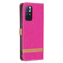 For Xiaomi Redmi Note 11 5G/Note 11T 5G/Poco M4 Pro 5G Color Matching Denim Texture Leather Phone Case with Holder & Card Slots & Wallet & Lanyard(Rose Red)