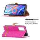 For Xiaomi Redmi Note 11 5G/Note 11T 5G/Poco M4 Pro 5G Color Matching Denim Texture Leather Phone Case with Holder & Card Slots & Wallet & Lanyard(Rose Red)