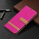 For Xiaomi Redmi Note 11 5G/Note 11T 5G/Poco M4 Pro 5G Color Matching Denim Texture Leather Phone Case with Holder & Card Slots & Wallet & Lanyard(Rose Red)