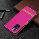 For Xiaomi Redmi Note 11 5G/Note 11T 5G/Poco M4 Pro 5G Color Matching Denim Texture Leather Phone Case with Holder & Card Slots & Wallet & Lanyard(Rose Red)