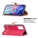 For Xiaomi Redmi Note 11 5G/Note 11T 5G/Poco M4 Pro 5G Color Matching Denim Texture Leather Phone Case with Holder & Card Slots & Wallet & Lanyard(Red)