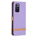 For Xiaomi Redmi Note 11 5G/Note 11T 5G/Poco M4 Pro 5G Color Matching Denim Texture Leather Phone Case with Holder & Card Slots & Wallet & Lanyard(Purple)