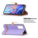 For Xiaomi Redmi Note 11 5G/Note 11T 5G/Poco M4 Pro 5G Color Matching Denim Texture Leather Phone Case with Holder & Card Slots & Wallet & Lanyard(Purple)