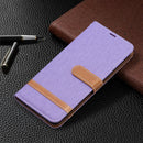For Xiaomi Redmi Note 11 5G/Note 11T 5G/Poco M4 Pro 5G Color Matching Denim Texture Leather Phone Case with Holder & Card Slots & Wallet & Lanyard(Purple)