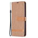 For Xiaomi Redmi Note 11 5G/Note 11T 5G/Poco M4 Pro 5G Color Matching Denim Texture Leather Phone Case with Holder & Card Slots & Wallet & Lanyard(Brown)