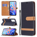 For Xiaomi Redmi Note 11 5G/Note 11T 5G/Poco M4 Pro 5G Color Matching Denim Texture Leather Phone Case with Holder & Card Slots & Wallet & Lanyard(Black)