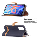 For Xiaomi Redmi Note 11 5G/Note 11T 5G/Poco M4 Pro 5G Color Matching Denim Texture Leather Phone Case with Holder & Card Slots & Wallet & Lanyard(Black)
