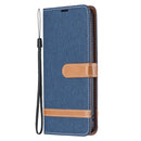 For Xiaomi Redmi Note 11 5G/Note 11T 5G/Poco M4 Pro 5G Color Matching Denim Texture Leather Phone Case with Holder & Card Slots & Wallet & Lanyard(Dark Blue)