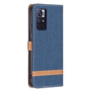 For Xiaomi Redmi Note 11 5G/Note 11T 5G/Poco M4 Pro 5G Color Matching Denim Texture Leather Phone Case with Holder & Card Slots & Wallet & Lanyard(Dark Blue)