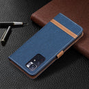 For Xiaomi Redmi Note 11 5G/Note 11T 5G/Poco M4 Pro 5G Color Matching Denim Texture Leather Phone Case with Holder & Card Slots & Wallet & Lanyard(Dark Blue)