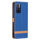 For Xiaomi Redmi Note 11 5G/Note 11T 5G/Poco M4 Pro 5G Color Matching Denim Texture Leather Phone Case with Holder & Card Slots & Wallet & Lanyard(Royal Blue)