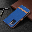 For Xiaomi Redmi Note 11 5G/Note 11T 5G/Poco M4 Pro 5G Color Matching Denim Texture Leather Phone Case with Holder & Card Slots & Wallet & Lanyard(Royal Blue)