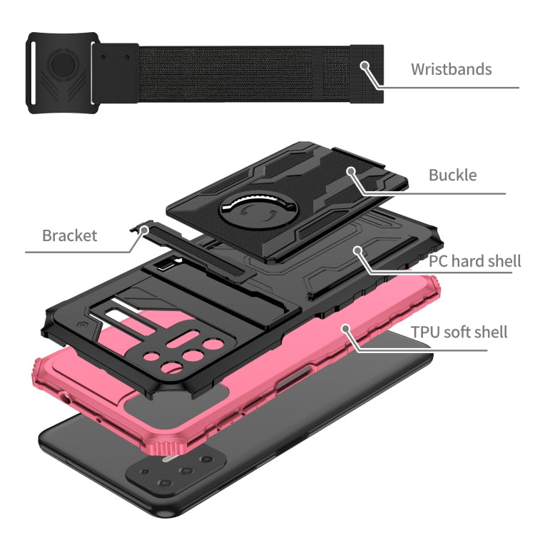 For Motorola Moto G9 Plus Armor Wristband Phone Case(Pink)