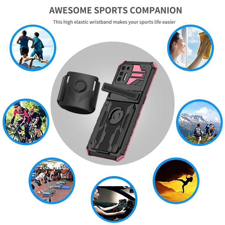 For Motorola Moto G9 Plus Armor Wristband Phone Case(Pink)
