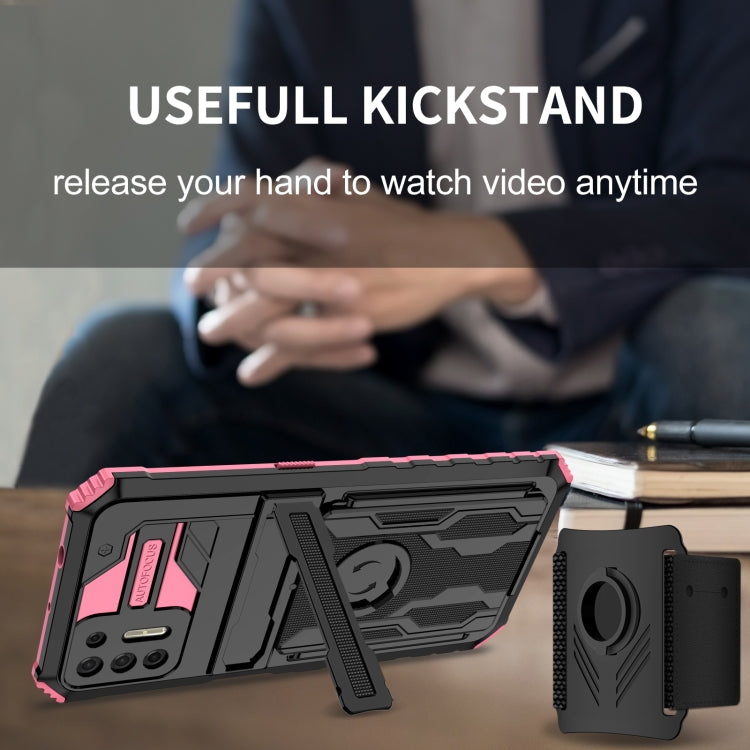 For Motorola Moto G9 Plus Armor Wristband Phone Case(Pink)