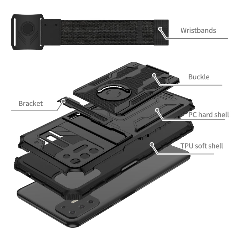 For Motorola Moto G9 Plus Armor Wristband Phone Case(Black)