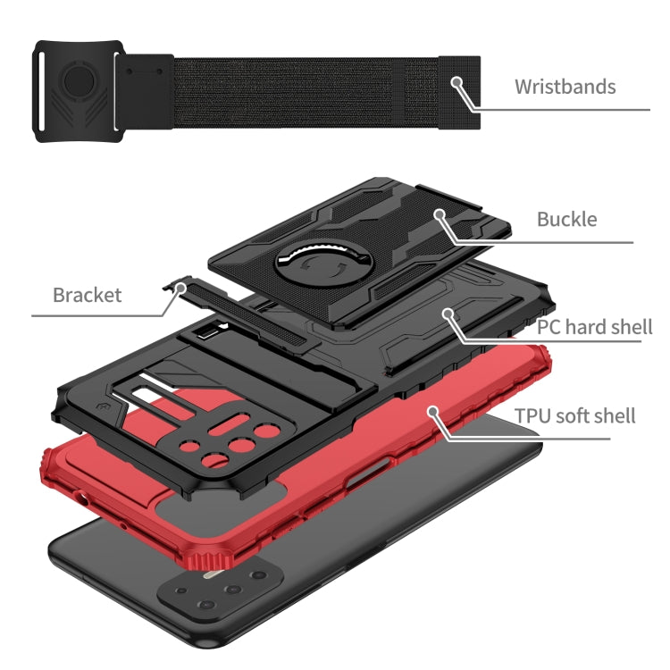 For Motorola Moto G9 Plus Armor Wristband Phone Case(Red)