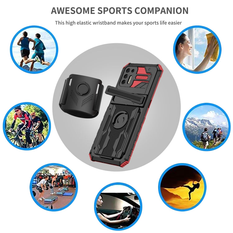 For Motorola Moto G9 Plus Armor Wristband Phone Case(Red)