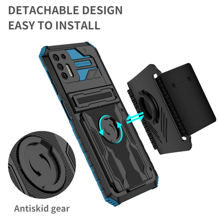For Motorola Moto G9 Plus Armor Wristband Phone Case(Blue)