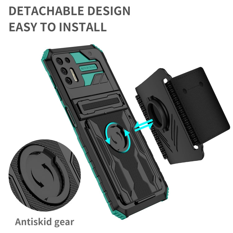 For Motorola Moto G9 Plus Armor Wristband Phone Case(Dark Green)