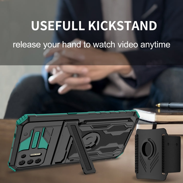 For Motorola Moto G9 Plus Armor Wristband Phone Case(Dark Green)