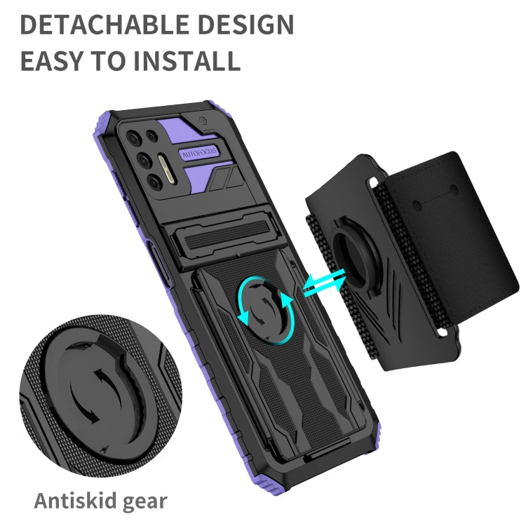 For Motorola Moto G9 Plus Armor Wristband Phone Case(Purple)