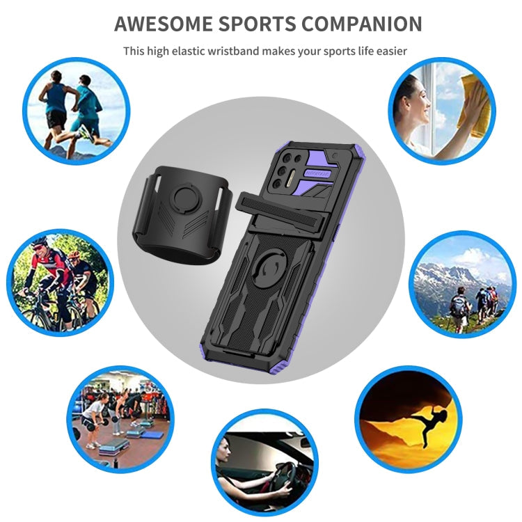 For Motorola Moto G9 Plus Armor Wristband Phone Case(Purple)