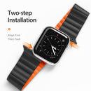 DUX DUCIS Chain Version Magnetic PU Leather Watch Band For Apple Watch Series 7 45mm / 6 & SE & 5 & 4 44mm / 3 & 2 & 1 42mm(Black + Orange)
