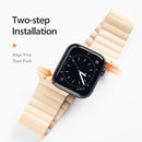 DUX DUCIS Chain Version Magnetic PU Leather Watch Band For Apple Watch Series 7 45mm / 6 & SE & 5 & 4 44mm / 3 & 2 & 1 42mm(Beige)