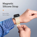 DUX DUCIS Chain Version Magnetic PU Leather Watch Band For Apple Watch Series 7 45mm / 6 & SE & 5 & 4 44mm / 3 & 2 & 1 42mm(Beige)