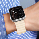 DUX DUCIS Chain Version Magnetic PU Leather Watch Band For Apple Watch Series 7 45mm / 6 & SE & 5 & 4 44mm / 3 & 2 & 1 42mm(Beige)