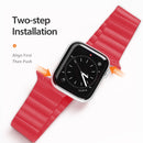 DUX DUCIS Chain Version Magnetic PU Leather Watch Band For Apple Watch Series 7 45mm / 6 & SE & 5 & 4 44mm / 3 & 2 & 1 42mm(Red)