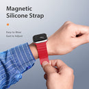 DUX DUCIS Chain Version Magnetic PU Leather Watch Band For Apple Watch Series 7 45mm / 6 & SE & 5 & 4 44mm / 3 & 2 & 1 42mm(Red)