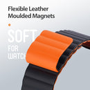 DUX DUCIS Chain Version Magnetic PU Leather Watch Band For Apple Watch Series 7 41mm / 6 & SE & 5 & 4 40mm / 3 & 2 & 1 38mm(Black + Orange)