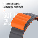 DUX DUCIS Chain Version Magnetic PU Leather Watch Band For Apple Watch Series 7 41mm / 6 & SE & 5 & 4 40mm / 3 & 2 & 1 38mm(Grey + Orange)