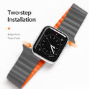 DUX DUCIS Chain Version Magnetic PU Leather Watch Band For Apple Watch Series 7 41mm / 6 & SE & 5 & 4 40mm / 3 & 2 & 1 38mm(Grey + Orange)