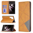 For Samsung Galaxy S22 Ultra 5G Prismatic Invisible Magnetic Horizontal Flip Phone Leather Case with Holder & Card Slots & Photo Frame(Yellow)
