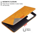 For Samsung Galaxy S22 Ultra 5G Prismatic Invisible Magnetic Horizontal Flip Phone Leather Case with Holder & Card Slots & Photo Frame(Yellow)