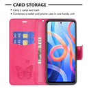For Xiaomi Redmi Note 11 5G/Note 11T 5G/Poco M4 Pro 5G Two Butterflies Embossing Pattern Horizontal Flip Leather Phone Case with Holder & Card Slot & Wallet & Lanyard(Rose Red)