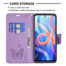 For Xiaomi Redmi Note 11 5G/Note 11T 5G/Poco M4 Pro 5G Two Butterflies Embossing Pattern Horizontal Flip Leather Phone Case with Holder & Card Slot & Wallet & Lanyard(Purple)