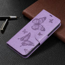 For Xiaomi Redmi Note 11 5G/Note 11T 5G/Poco M4 Pro 5G Two Butterflies Embossing Pattern Horizontal Flip Leather Phone Case with Holder & Card Slot & Wallet & Lanyard(Purple)